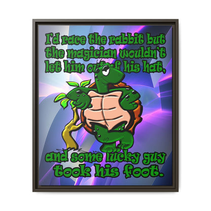 turtle race - framed canvas art (grey-pink wave)