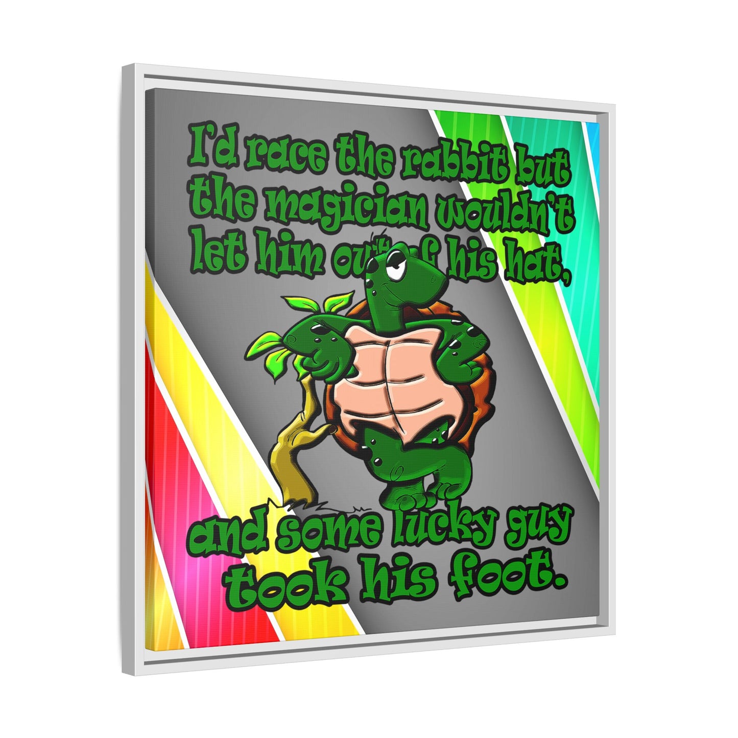 turtle race - framed canvas art (rainbow split)