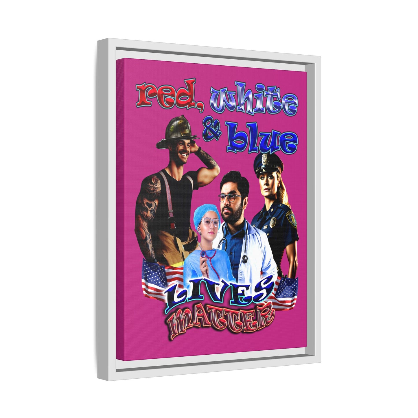 rw&b lives matter - framed canvas art (pink)