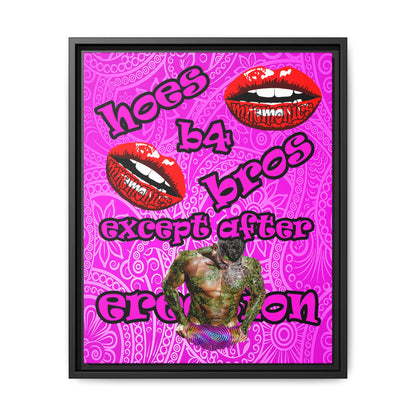 hoes b4 bros - framed canvas art (pink swirl)