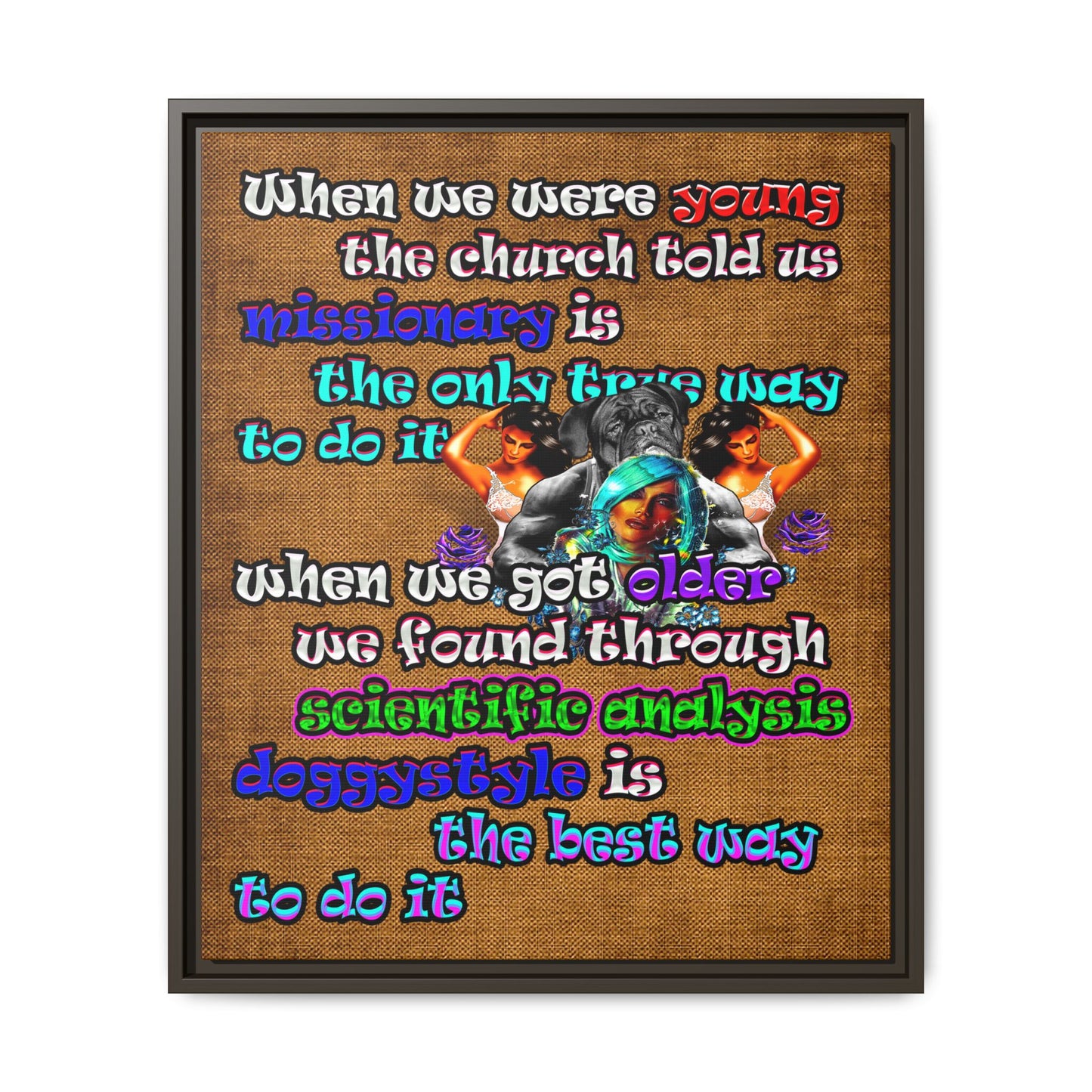 doggystyle - framed canvas art (brown papyrus)