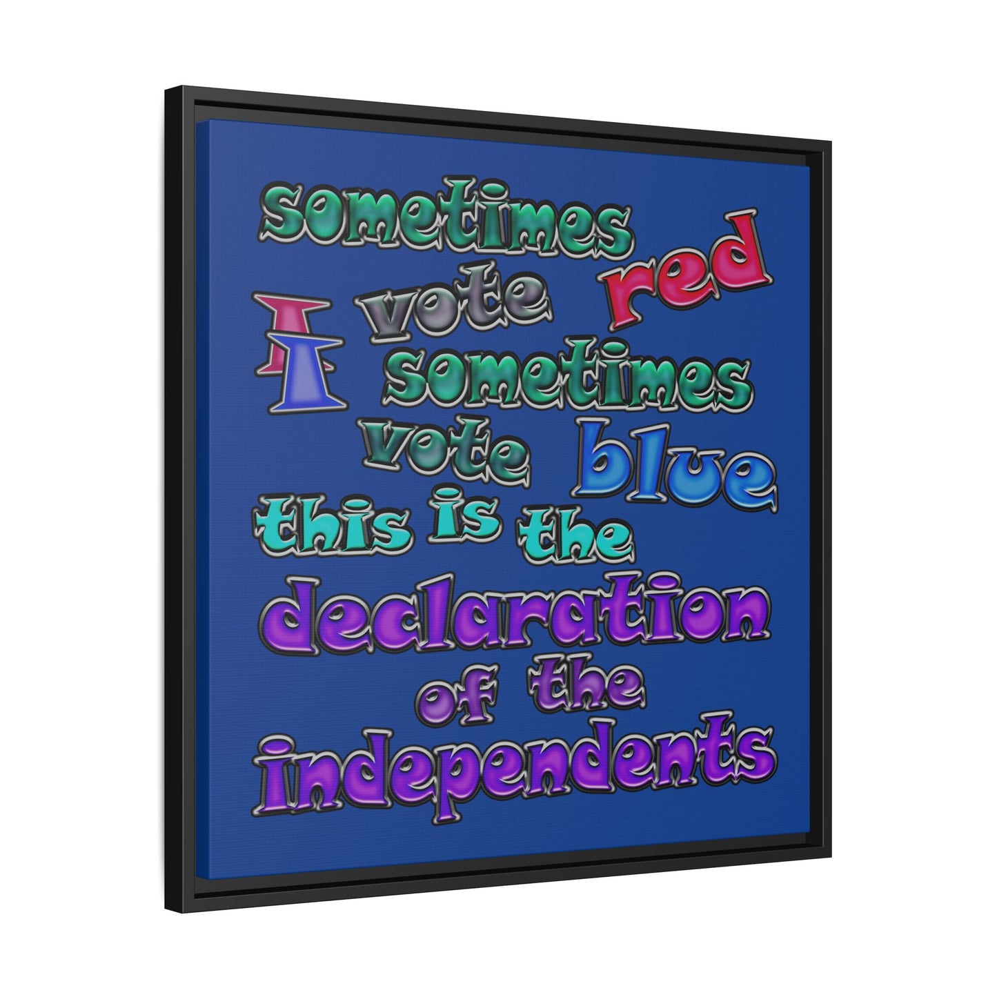 declaration of the independents - framed canvas art (dark blue)