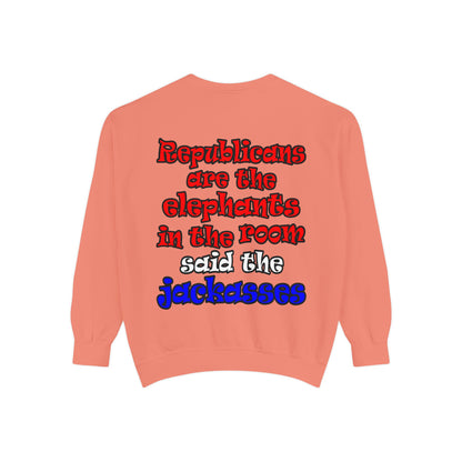 donkeys and elephants - Unisex Garment-Dyed Sweatshirt