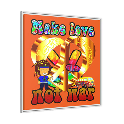 love peace - framed canvas art (orange)