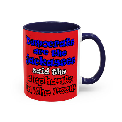 donkeys and elephants - Accent Mug (red)