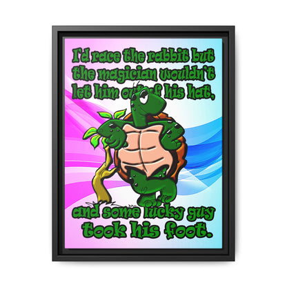 turtle race - framed canvas art (light blue-pink wave)
