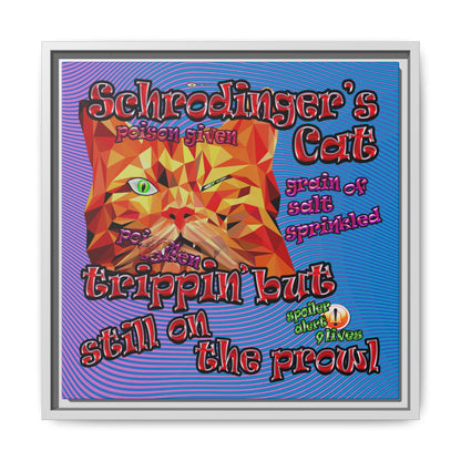 schrodinger's cat - framed canvas art (light blue-purple wave)