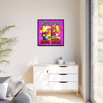 love peace - framed canvas art (pink swirl)