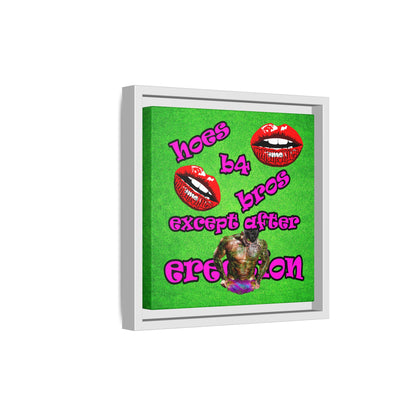 hoes b4 bros - framed canvas art (green turf)