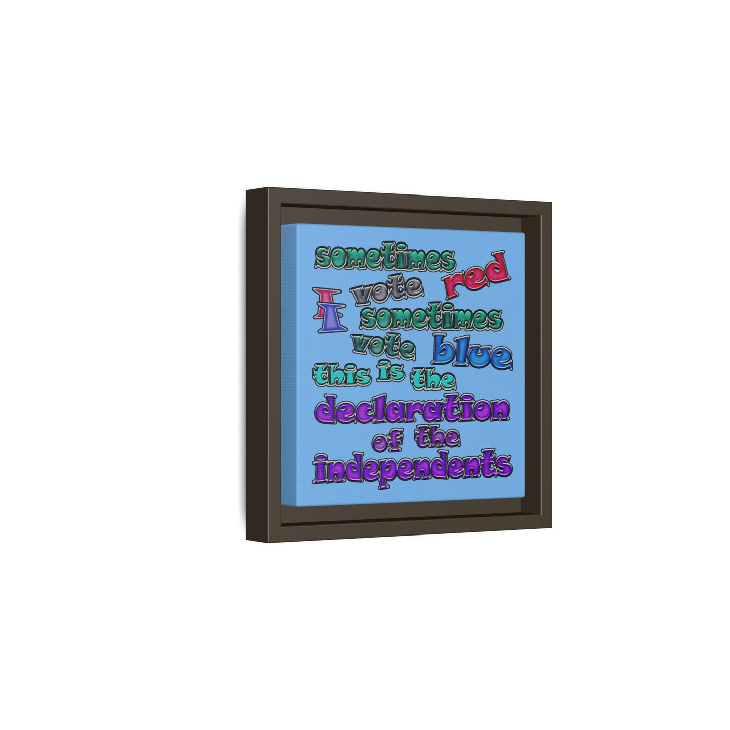 declaration of the independents - framed canvas art (light blue)