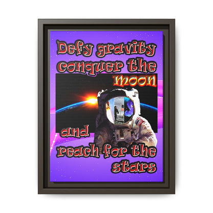 defy conquer reach - framed canvas art (purple-pink wave)