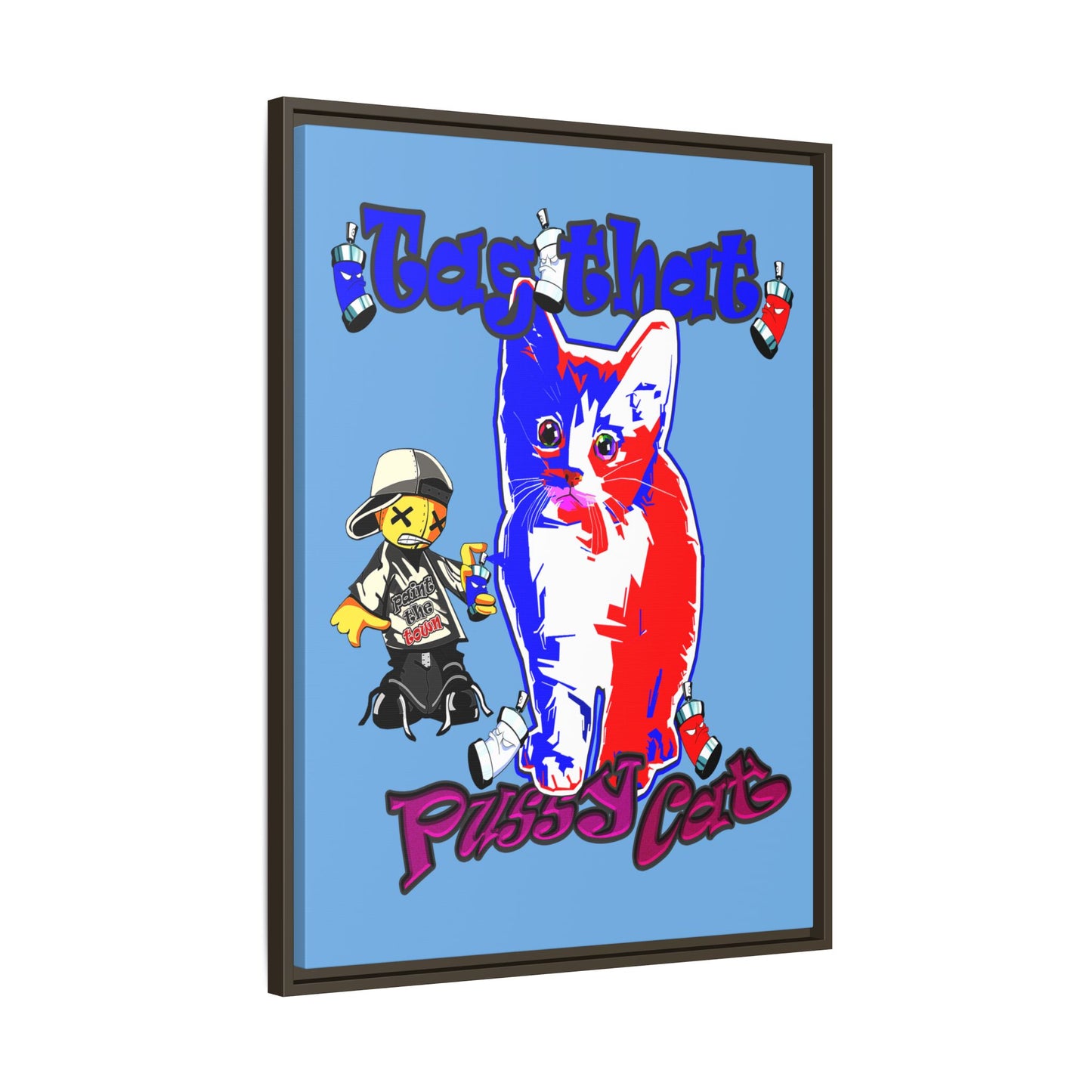 tag that - framed canvas art (light blue)