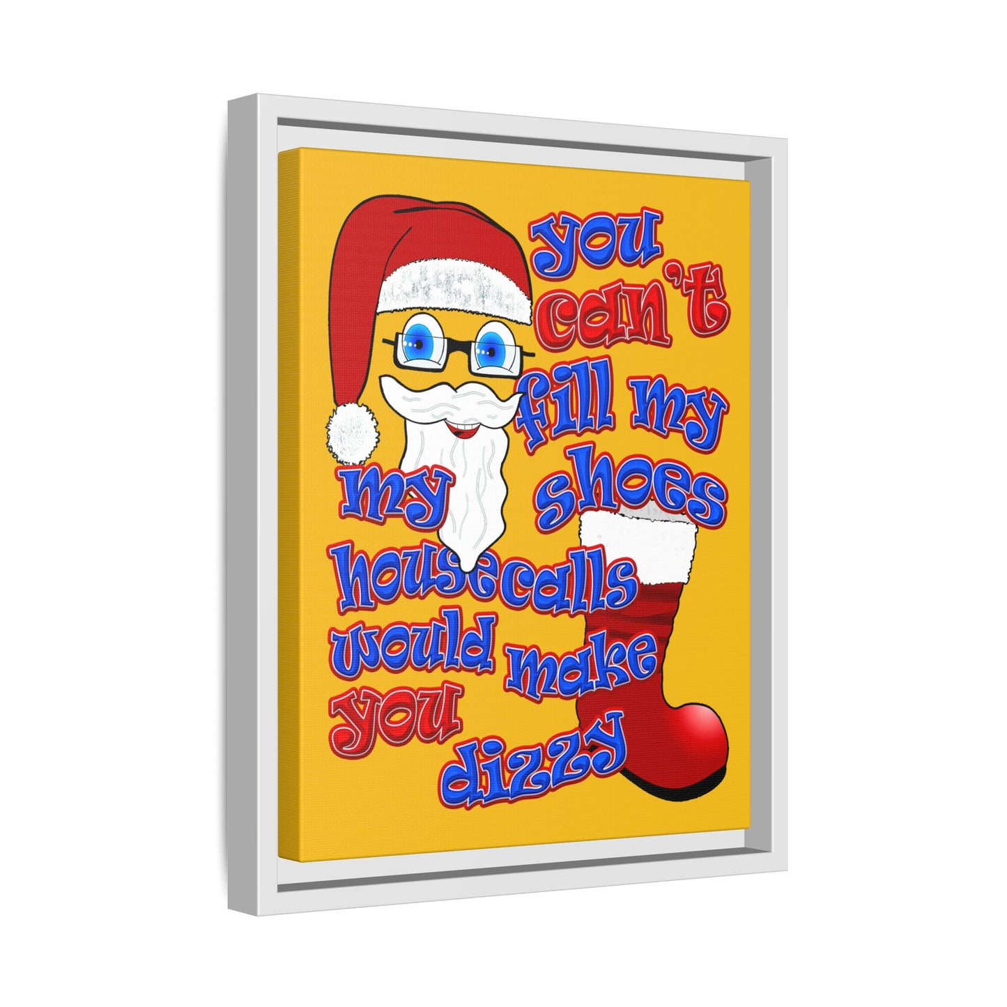 santa's shoes - framed canvas art (yellow)