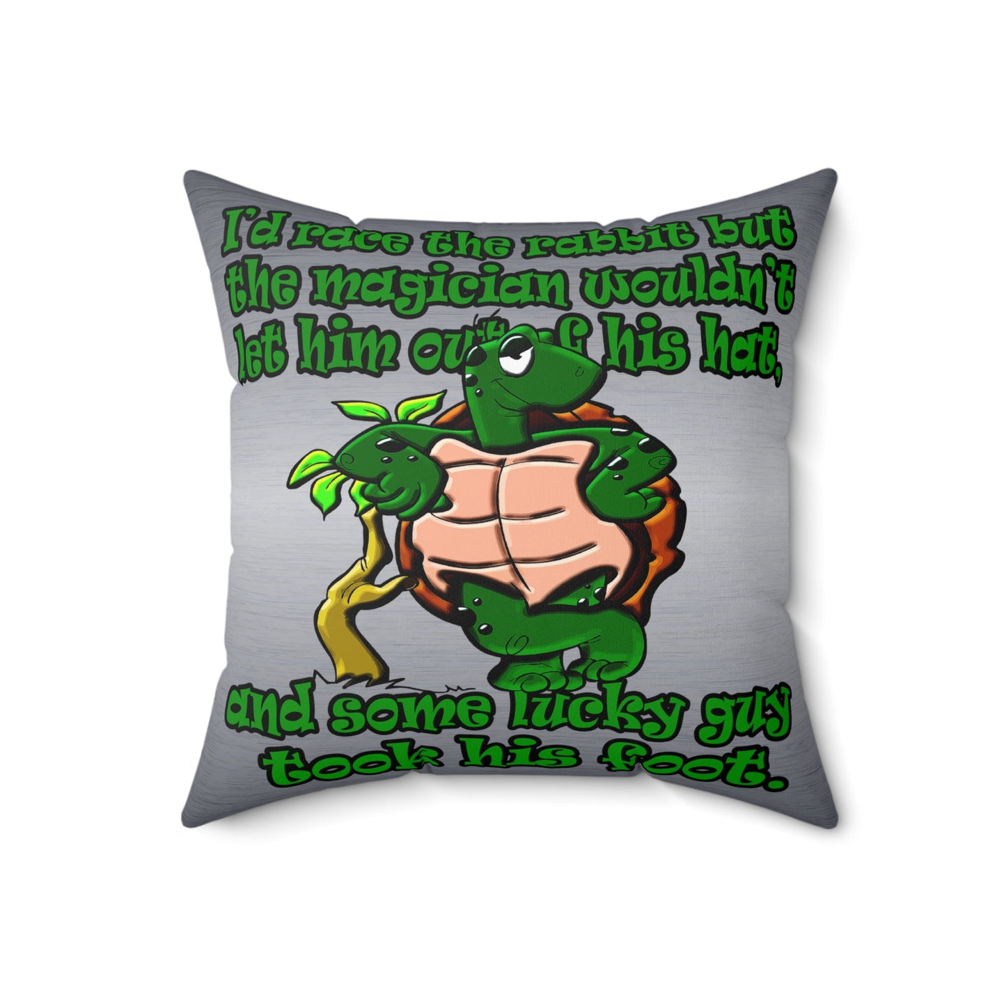turtle race - Spun Polyester Square Pillow - (brushed nickel)