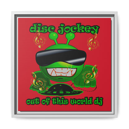 disc jockey - framed canvas art (dark red)