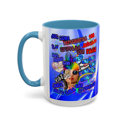 drop the beat - Accent Mug (blue-white wave)