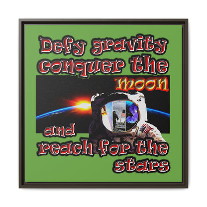 defy conquer reach - framed canvas art (green)