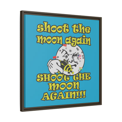 shoot the moon again - framed canvas art (turquoise)