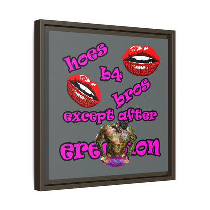 hoes b4 bros - framed canvas art (dark grey)