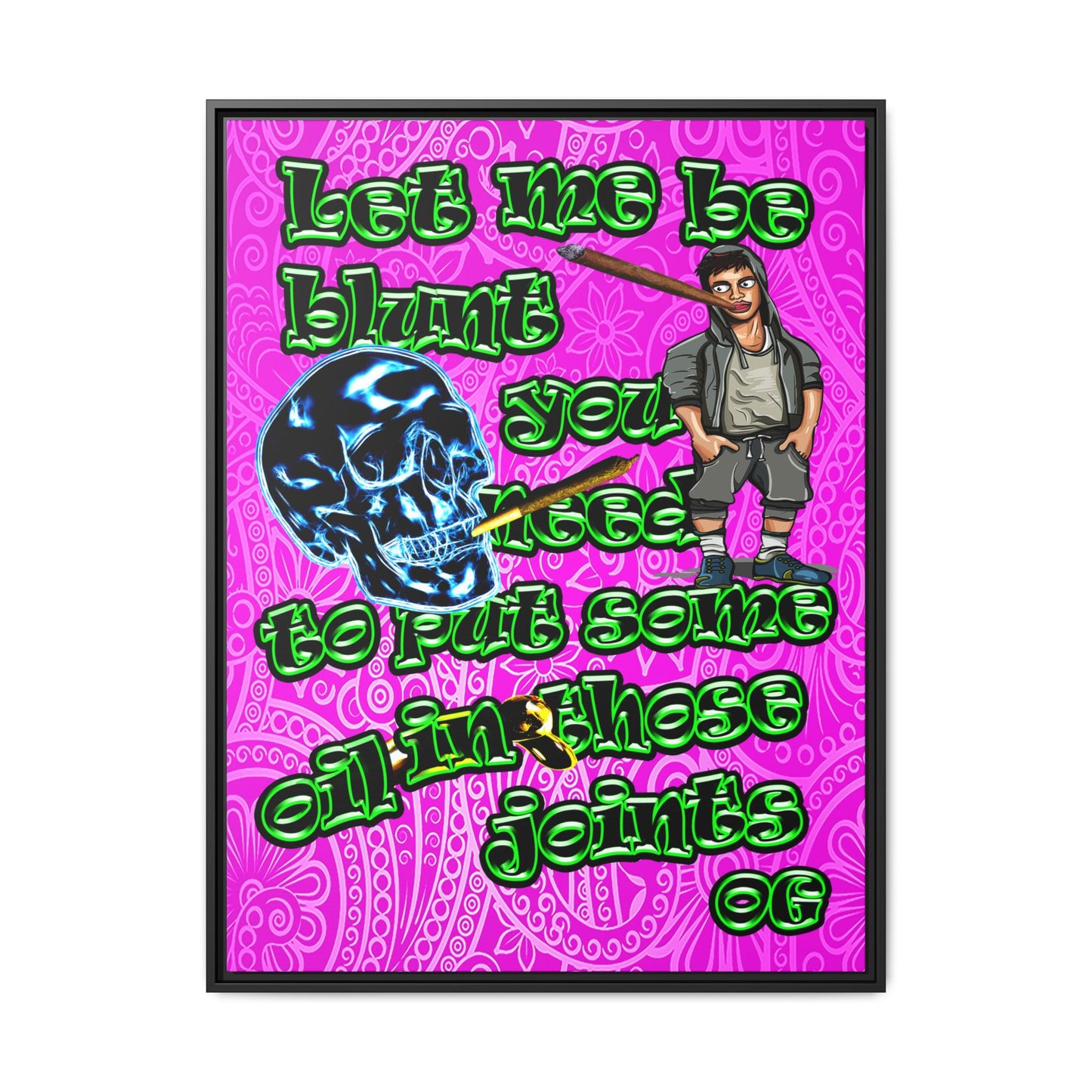 og - framed canvas art (pink swirl)