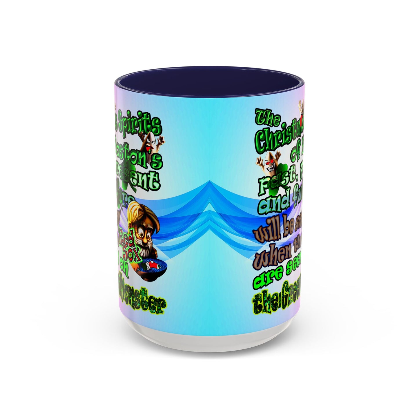 christmas spirits of boston - Accent Mug (light blue-pink wave)