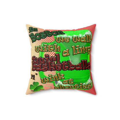 celtics logo - Spun Polyester Square Pillow - (yellow-orange wave)