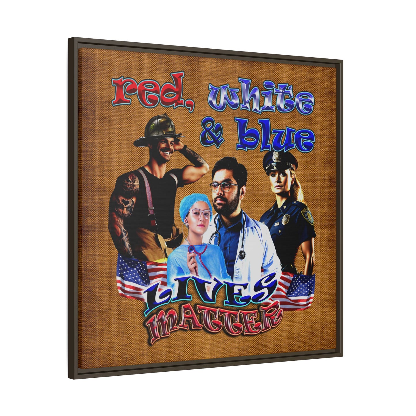 rw&b lives matter - framed canvas art (brown papyrus)