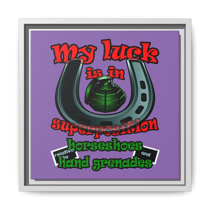 my luck - framed canvas art (light purple)