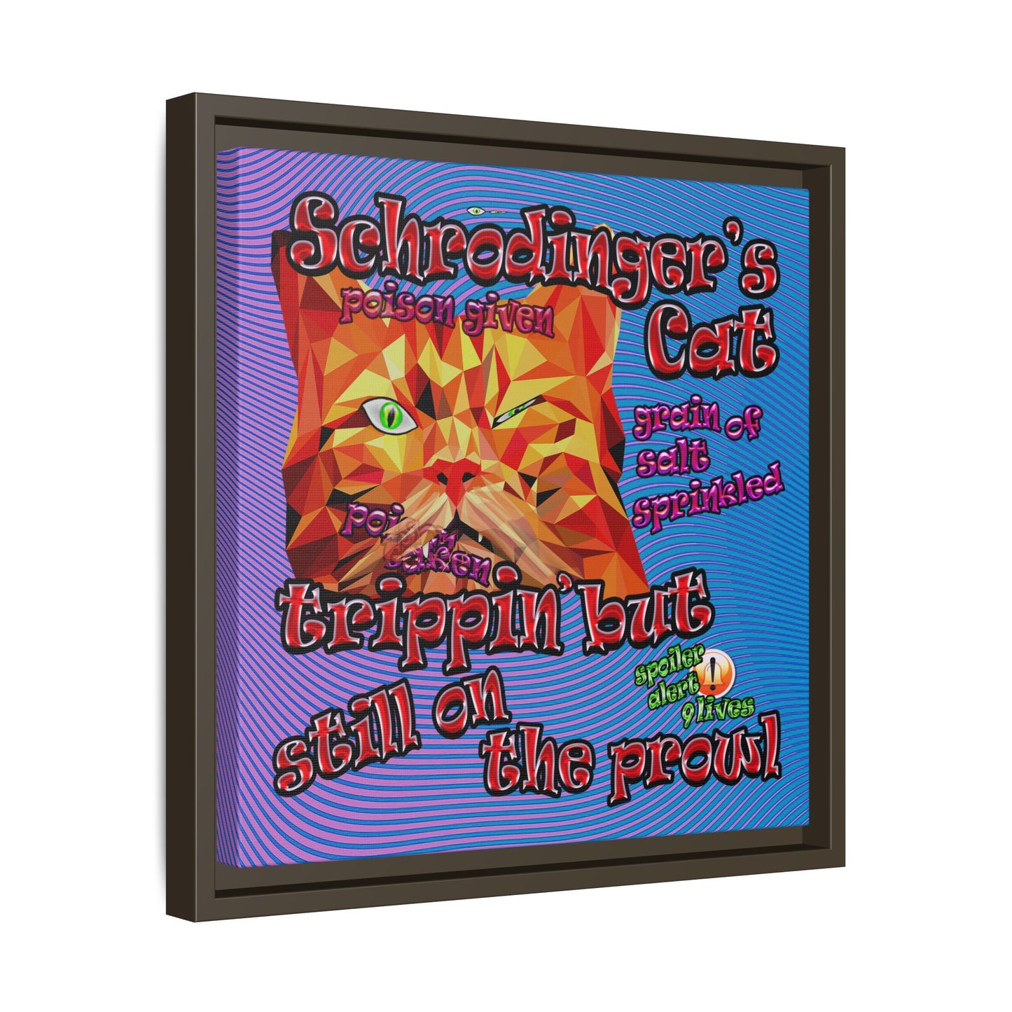 schrodinger's cat - framed canvas art (light blue-purple wave)