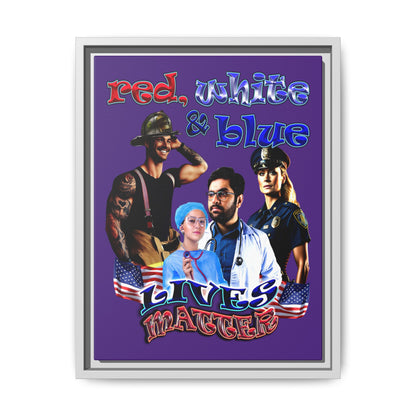rw&b lives matter - framed canvas art (purple)