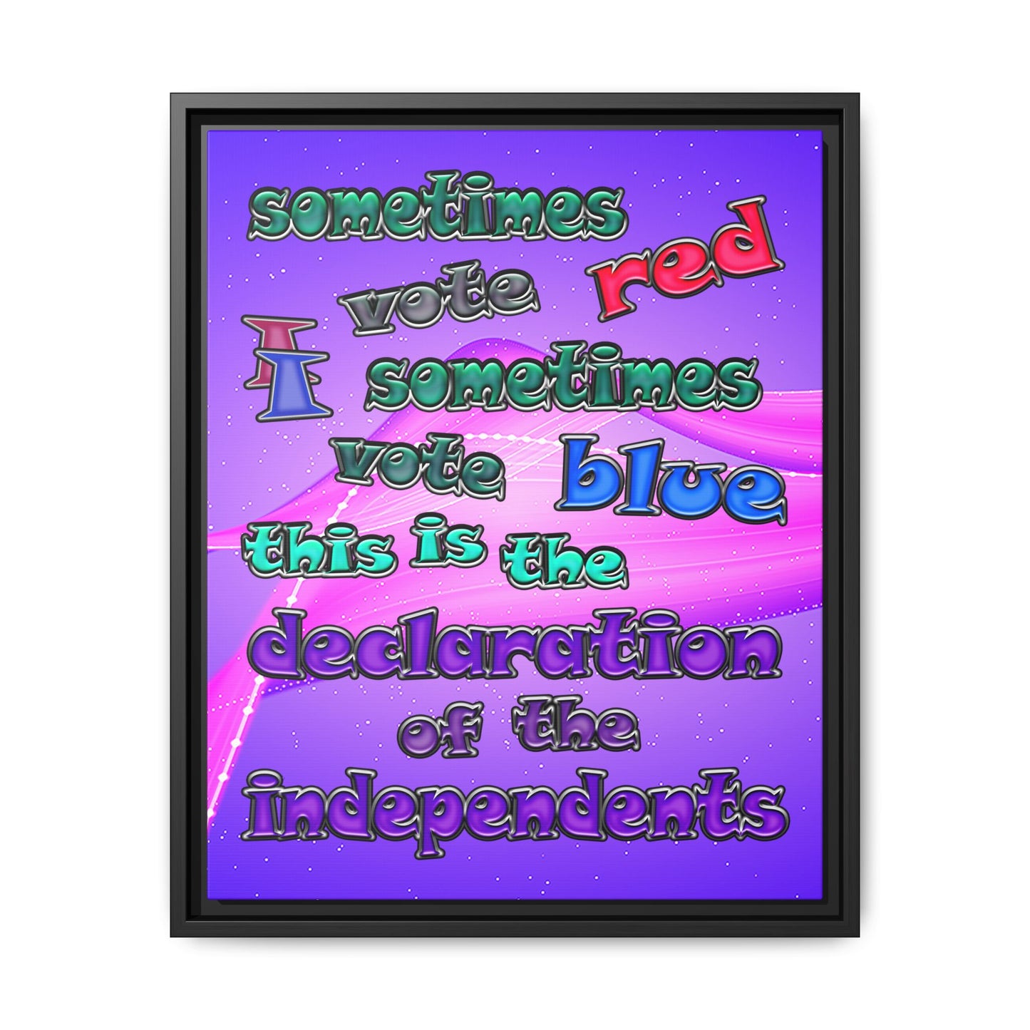 declaration of the independents - framed canvas art (purple-pink wave)