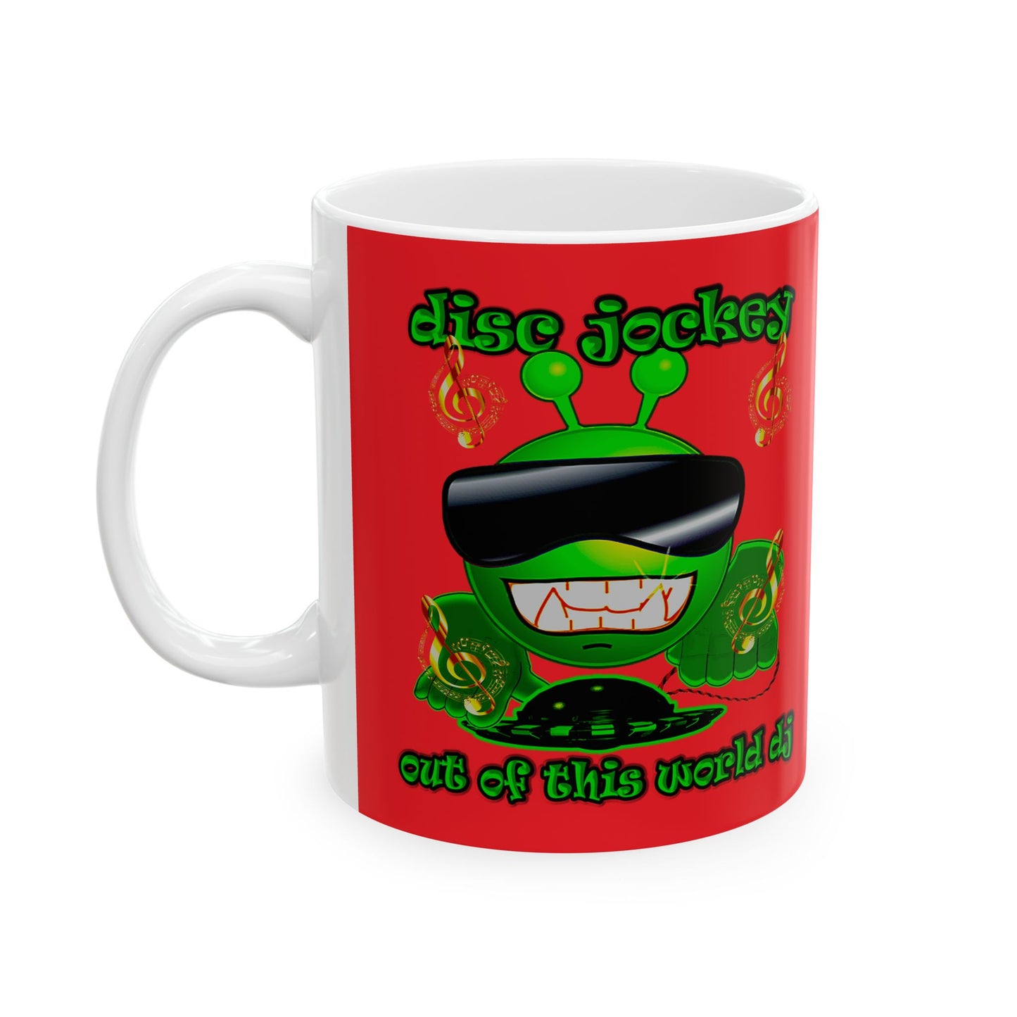 disc jockey - White Mug (red)