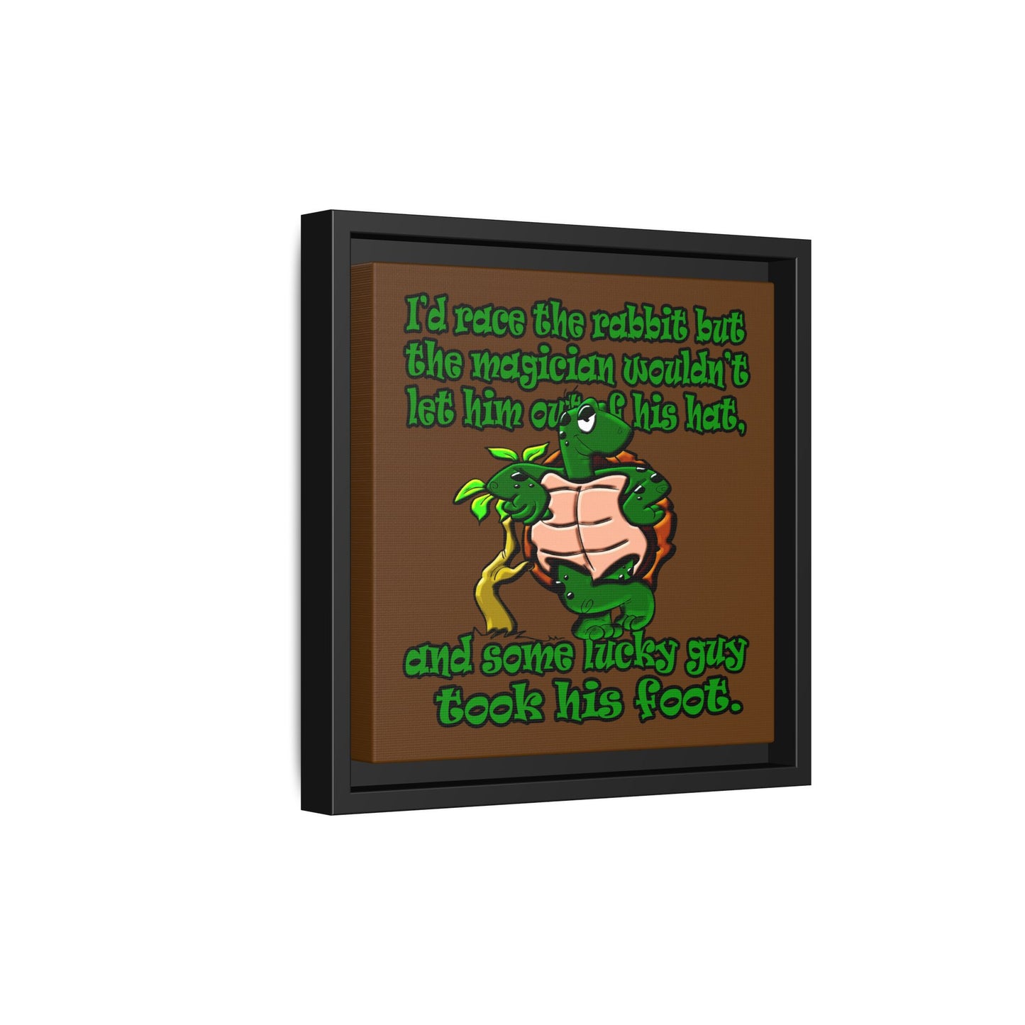 turtle race - framed canvas art (brown)