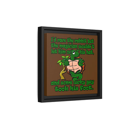 turtle race - framed canvas art (brown)