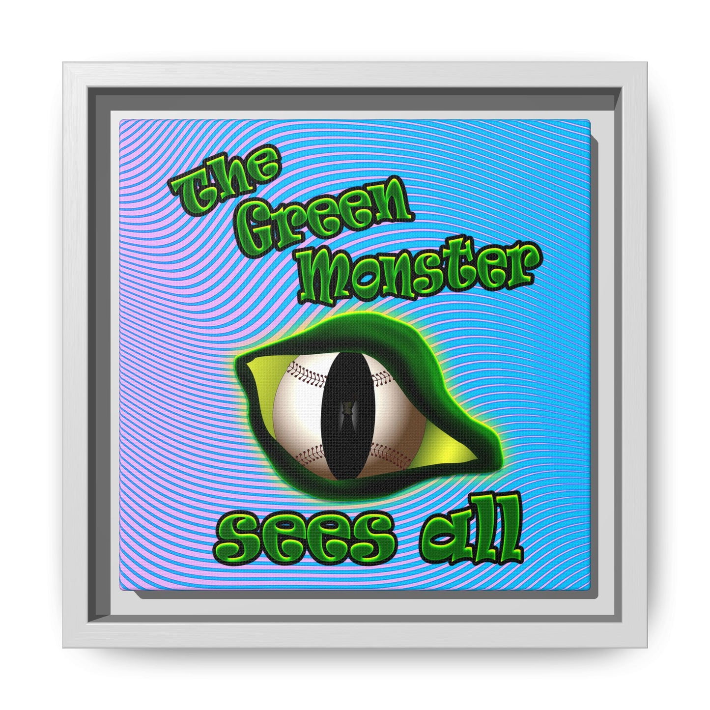 green monster - framed canvas art (light blue-purple wave)