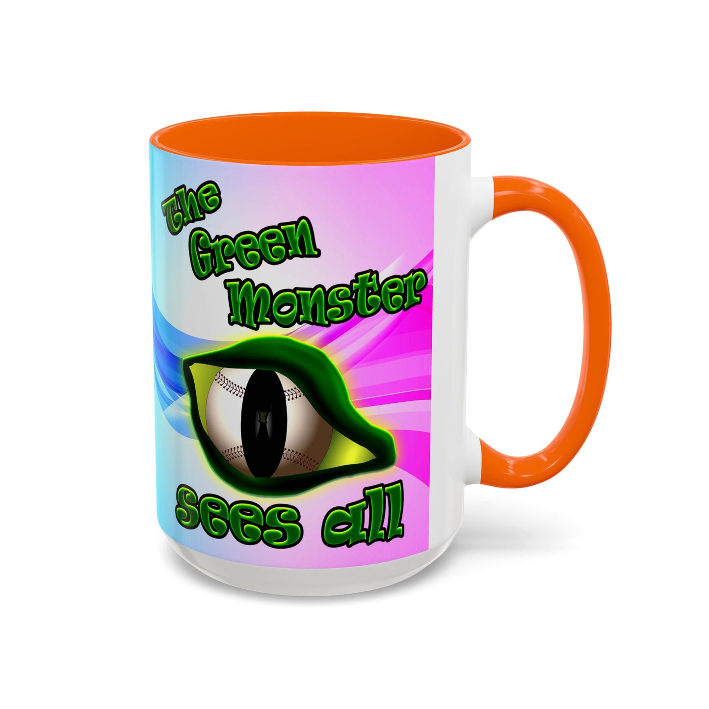 green monster - Accent Mug (light blue-pink wave)