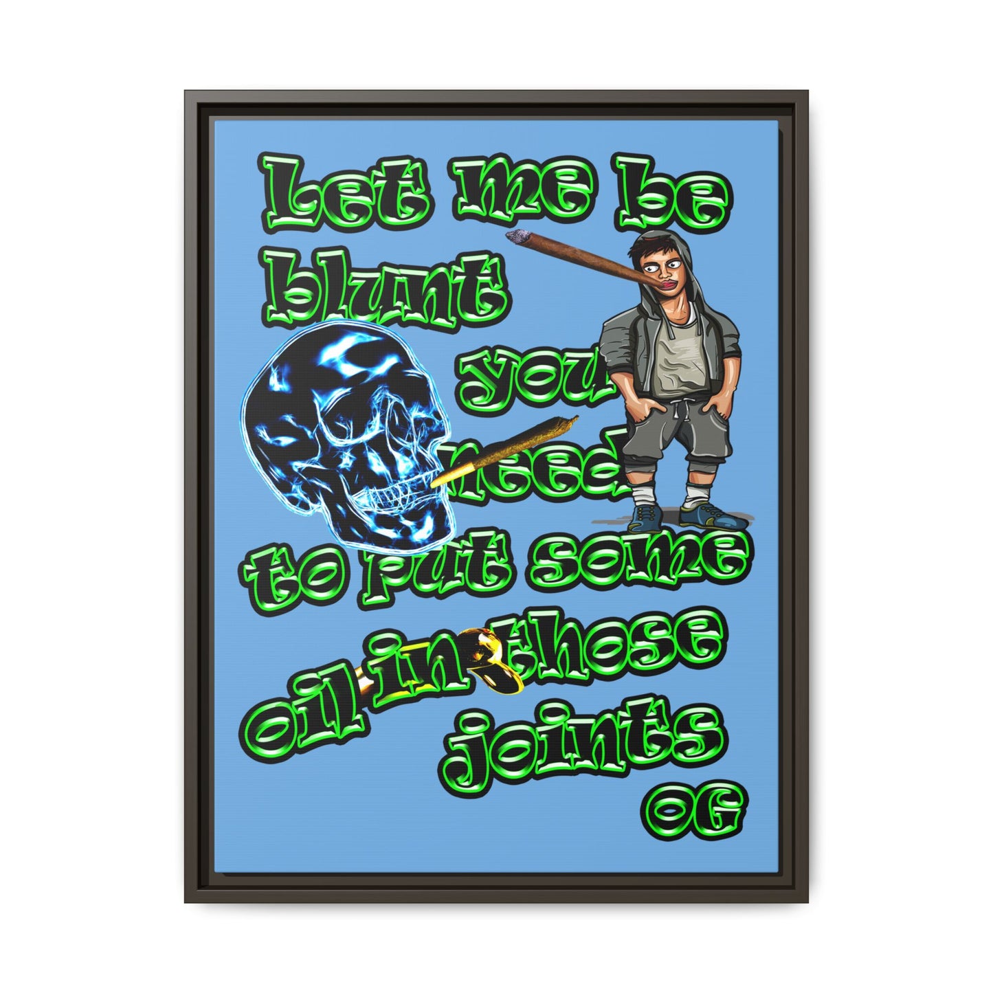 og - framed canvas art (light blue)