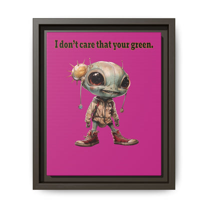 I don't care that your green - framed canvas art (pink)