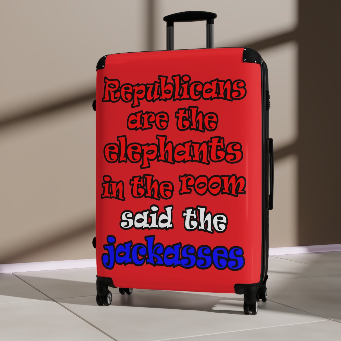 donkeys and elephants - Suitcase (red)