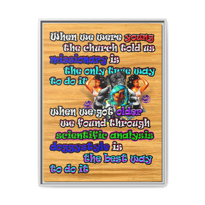 doggystyle - framed canvas art (butterscotch wood finish)