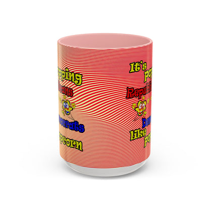 popping like popcorn - Accent Mug (yellow-orange wave)