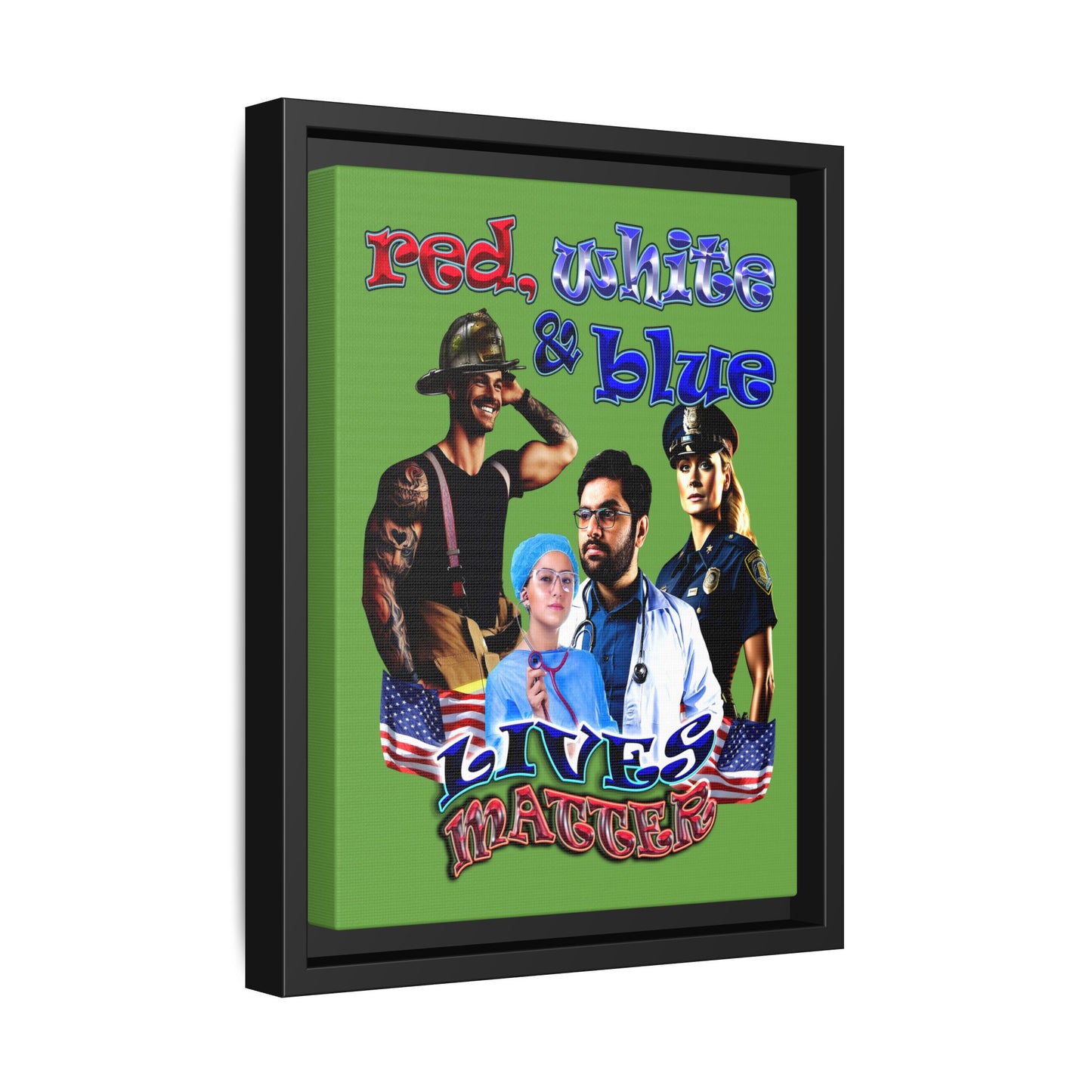 rw&b lives matter - framed canvas art (green)