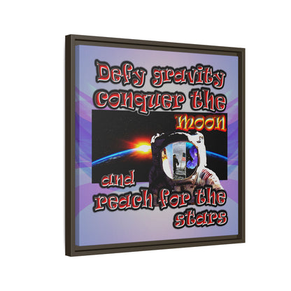 defy conquer reach - framed canvas art (light blue-pink wave)