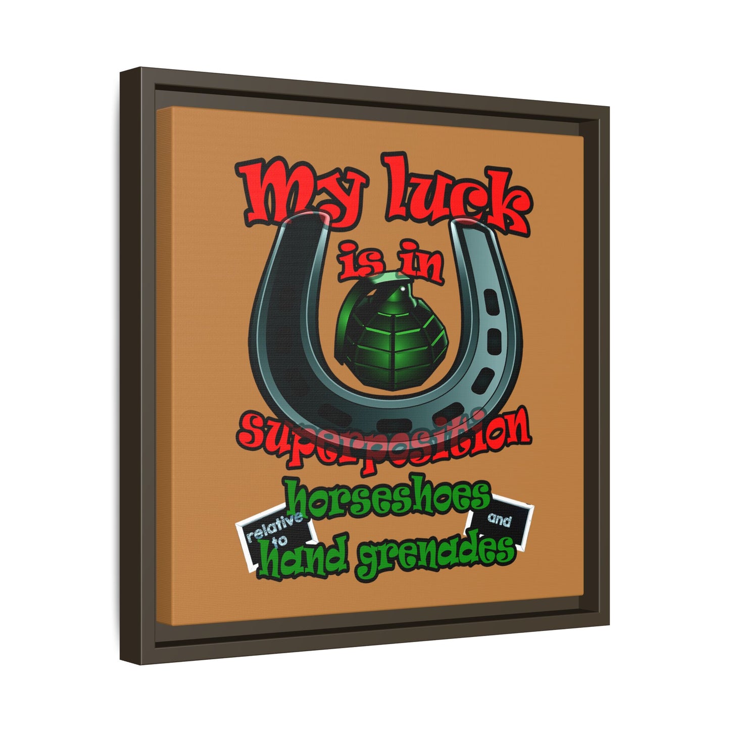 my luck - framed canvas art (light brown)