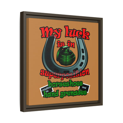 my luck - framed canvas art (light brown)