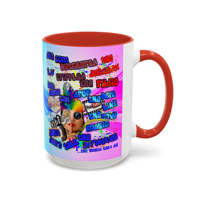 drop the beat - Accent Mug (light blue-pink wave)