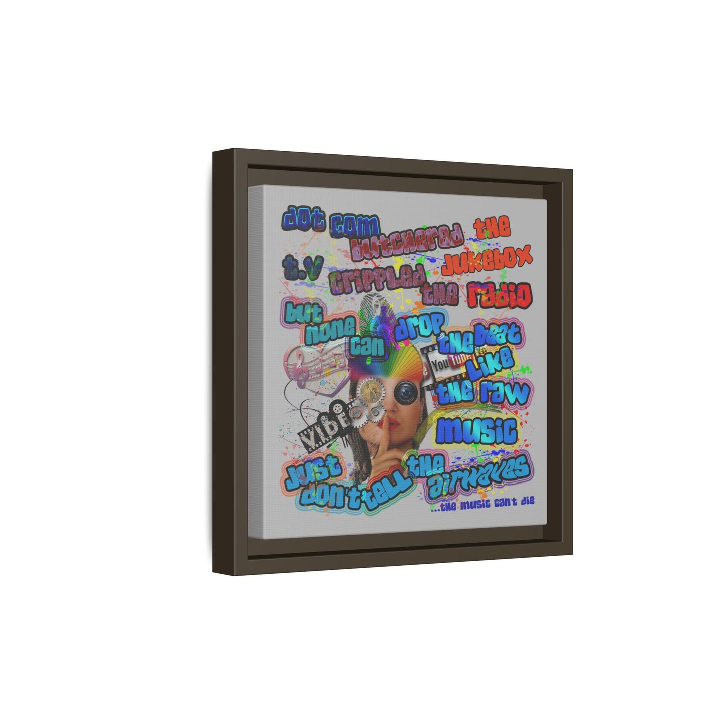 drop the beat - framed canvas art (light grey)