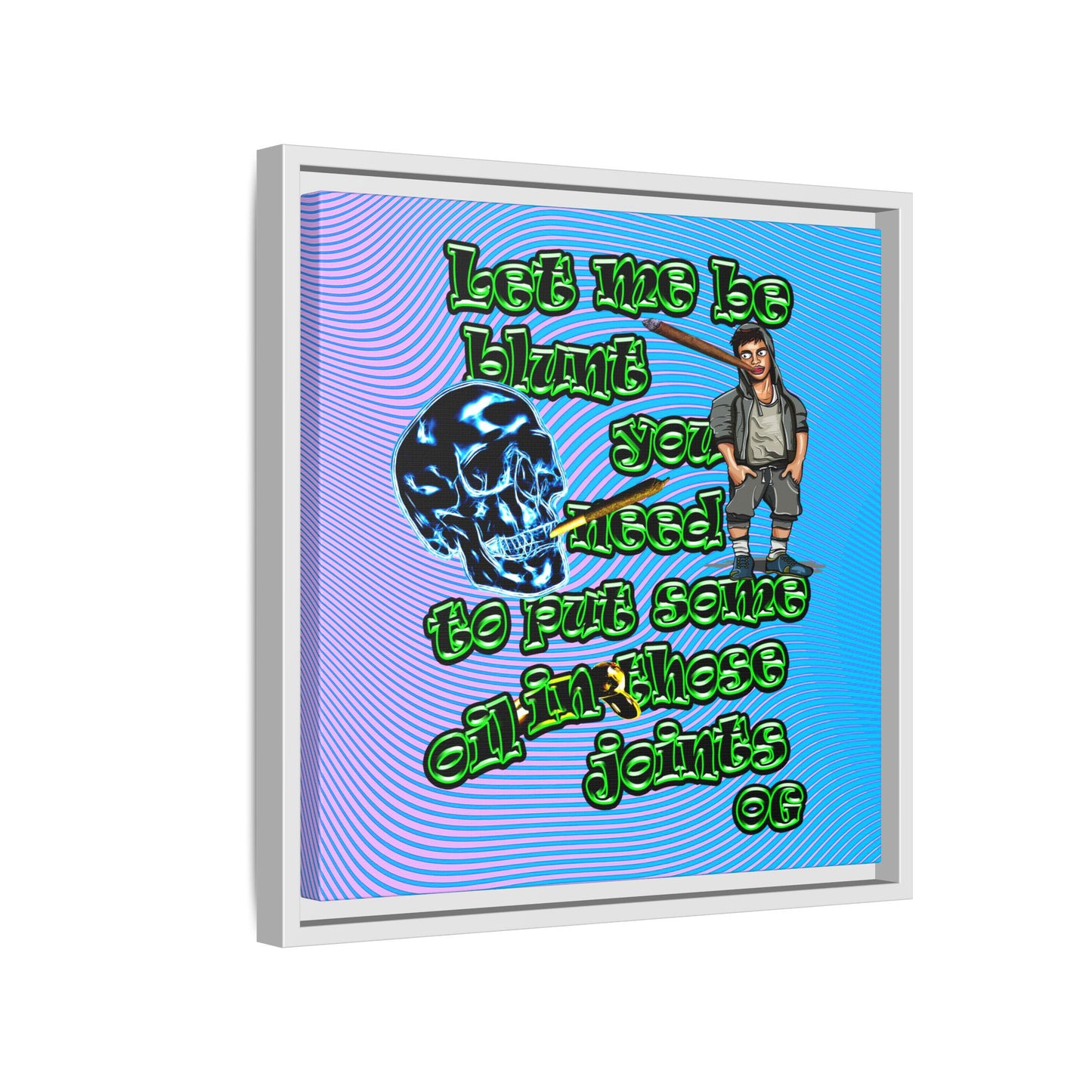 og - framed canvas art (light blue-purple wave)