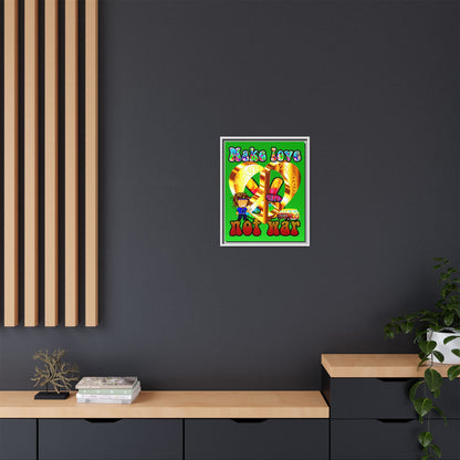 love peace - framed canvas art (logo green)