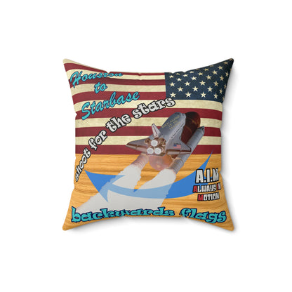 shoot for the stars - Faux Suede Square Pillow - (butterscotch wood finish)